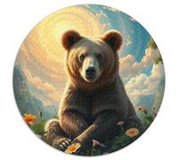 Brown Bear 1000 Piece Round Jigsaw Puzzle Animals Das Tier Relaxing Brainteaser Puzzle for Kids & Adults Home Decor Gift 1000pcs (67.5x67.5cm)