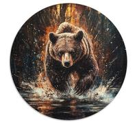 Brown Bear 1000 Piece Round Jigsaw Puzzle Creative Lmpossible Hard Dificult Challenging Games for Adults And Kids 1000pcs (67.5x67.5cm)