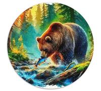 Brown Bear 1000 Piece Round Jigsaw Puzzles Adults And Kids Challenging Game Creative for Travel Gifts,Present 1000pcs (67.5x67.5cm)