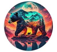 Brown Bear 1000 Piece Round Jigsaw Puzzles Creative Stress Reliever Difficult Challenge Games for Adults And Kids 1000pcs (67.5x67.5cm)