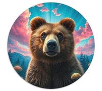 Brown Bear 1000 Piece Round Puzzle Animals Das Tier Premium Home Decor Puzzle Family Activity Stress Relief 1000pcs (67.5x67.5cm)