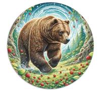 Brown Bear 1000 Pieces Circular Jigsaw Creative Seeking A Challenging And Relaxing Activity Games for Adults And Kids 1000pcs (67.5x67.5cm)