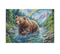 Brown Bear 300 Piece Pack Classic Jigsaw Puzzle Cute Animals Couple Puzzle Partners Ultra Difficult Wall Decor Easter New Year Paperboard Material 300 PCS