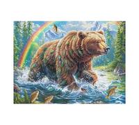 Brown Bear 500 Piece Jigsaw Puzzle for All Ages Cute Animals Easter Gift Idea Family Gathering Durable Pieces Stress Relief Home Decor 500 PCS