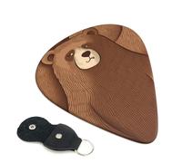 Brown Bear 6 Pack Guitar Picks With Holder, Personalized Guitar Plectrums Non-Slip Portable Ukulele Bass Picks 0.46mm For Acoustic Guitar Lovers Gifts