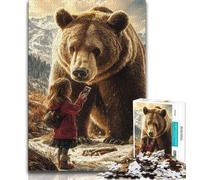 Brown Bear And Little Girl 1000 Piece Jigsaw Puzzle for Adults Teens,Stress Reliever Difficult Challenge Deal As Gifts for The Whole Family (75x50cm)