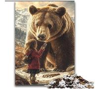 Brown Bear And Little Girl Jigsaw Puzzles for Adults 2000 Pieces, Family Activity with Matching Poster And Trivia Sheet for Age 14+ (70x100cm)