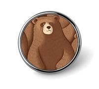 Brown Bear Badge Holder Personalized Metal Button Pin Fashion Round Badge with Pattern Pin DIY Button Badges Exquisite Brooch Crafts Gift Clothes Decorative Pins