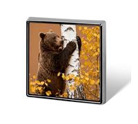 Brown Bear by Birch Tree Brooch Pins Lapel Pins for Men Women Badge Button Cover Decorative Jewelry Charms for Hats Bags Backpacks Suits Shirts Scarves Clothing Accessories Banquet Wedding Gift