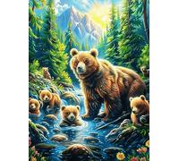 Brown Bear by Stream 500-piece Jigsaw Puzzle Set For Adults Teens 14+ Logic Skill Indoor Game Family Game Night Summer Durable Material 500 PCS