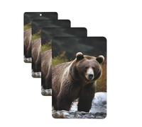 Brown bear Car Air Fresheners Cards Set of 4 Pieces Personalized Car Fresheners Gifts for Men Women Auto Aromatherapy Tablets Hanging Scented Cards for Wardrobe Bathroom