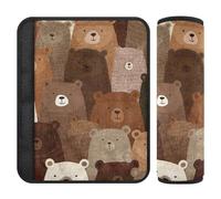 Brown Bear Cartoon Cute 2 Pack car Shoulder Pads for seat Belts More Comfort Driving for SUV funda para cinturón de carro