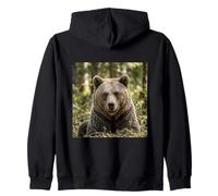 Brown Bear Close Up Portrait Powerful Wildlife Scene Zip Hoodie