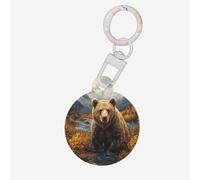 Brown Bear Dog Tags Round Pet Tag,Acrylic Pet ID Tags Durable and Stylish,Perfect for Small to Large Pets