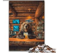 Brown Bear Drinking A Drink 1000 Piece Jigsaw Puzzles for Teenagers, Pattern Assembly Fun at Home Activities, Birthday Present,Travel Gifts (size 50x75cm)