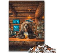 Brown Bear Drinking A Drink Jigsaw Puzzles for Adults 1000 Piece,Challenging Game Toys Every Piece Is Unique - Challenging Family Fun Game (50x75cm)