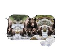 Brown Bear Family Car Windshield Sun Shade Foldable