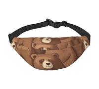 Brown Bear Fanny Pack for Men Women Crossbody Waist Bag Everywhere Belt Bag Wallet Hip Bum Bag with Adjustable Strap Casual Chest Bag for Outdoor Hiking Cycling, Black, One Size