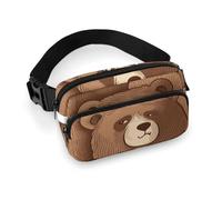 Brown Bear Fanny Pack Waterproof External Pocket Portable Waist Pack Outdoor Adjustable Strap Lightweight Waist Bag for Workout Traveling Casual Running Hiking Cycling