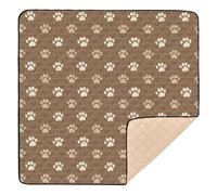 Brown Bear Foot Pattern Baby Play Mat for Floor, 127x127 CM Playpen Mat,Thicken Soft Non-Slip Tummy Time Mat for Toddlers and Infants