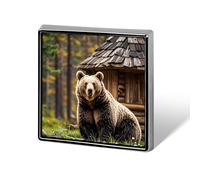 Brown Bear Forest Lodge Lapel Pin Fashion Brooch Pin Cute Button Badges Square Button Pins Enamel Pins Metal Pinback for Hat Shirt Clothing Bags Decoration