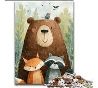 Brown Bear Fox Raccoon Jigsaw Puzzles for Teenagers, Suitable for Ages 14 And Up Family Fun It Is Ideal As A Gift for The Whole Family (50x75cm)