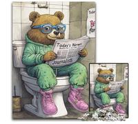 Brown Bear Go Toilet 1000 Pieces Puzzles for Adults cardboard Jigsaw Puzzles Interactive Family Game, DIY Home Decor Brain Challenge Gift 26X38CM/10.23x14.96inch