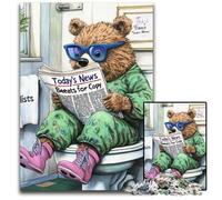 Brown Bear Go Toilet JigsawPuzzle 1000 Pieces for Adults cardboard Jigsaw Puzzles for Adults Ideal DIY Decor & Brain Teaser Gift 26X38CM/10.23x14.96inch