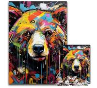 Brown Bear Graffiti 1000 Piece Jigsaw Jigsaw Puzzles Challenging Brain Teaser, Family Activity, Home Decor, 50x75CM/19.68x29.52inch