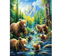 Brown Bear Group by Stream 1000 Piece Jigsaw Puzzle for All Ages Animals Plants Jigsaw Festive Gift Idea Family Bonding Activity Whimsical Design Stress Relief Home Decor 1000 PCS