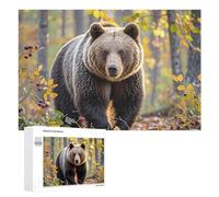 Brown Bear in Autumn Jigsaw Puzzle 1000 PCS Challenging Fun Puzzles Wooden Jigsaw Puzzles for Adults Families