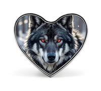 Brown Bear in Autumn Lapel Pin Cute Heart Brooch Badge Fashion Tie Tack Pin for Hats, Clothing, Bags Unique Accessories Gift for Men & Women, Big black wolf with red eyes, Love form