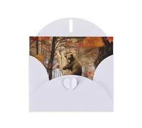 Brown Bear In Autumn Pattern Blank Greeting Cards For Birthdays, Valentine'S Day, Parties, Weddings, 4x6 Inches White Envelope