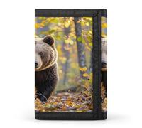 Brown Bear in Autumn Wallet Slim Trifold Wallets with Multiple Card Slots Credit Card Holder Pocket Coin Purse