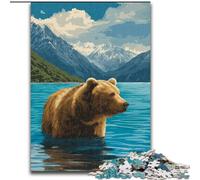 Brown Bear in The Lake Jigsaw Puzzles for Adults 1000, for Age 14 Years And over Stress Relief Christmas Game Presents for Women 26x38cm