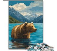Brown Bear in The Lake JigsawPuzzle 1000 Pieces for Teenagers, Suitable for Ages 14 And Up Family Fun It Is Ideal As A Gift for The Whole Family (26x38cm)