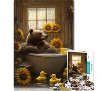 Brown Bear in The Toilet Puzzles for Adults Teens 1000pc Puzzle,Help The Brain Exercise Addictive Toys to Cultivate Patience A Work of Art (50x75cm)