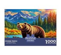 Brown Bear Jigsaw Puzzles 1000 Piece Challenge Game for Adults, Autumn Scenery Impossible Jigsaw Puzzles 1000 Piece Educational Game for Adults Or Families Pieces Gifts 38x26cm/1000pcs