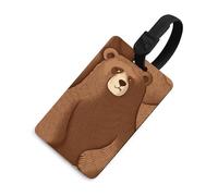 Brown Bear Luggage Tag Classic Personalized Repeated Luggage Tag Cute Unique Travel Essentials Identifiers for Women Men Baggage Backpack Handbag Suitcase