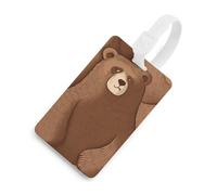 Brown Bear Luggage Tag Classic Personalized Repeated Luggage Tag Cute Unique Travel Essentials Identifiers for Women Men Baggage Backpack Handbag Suitcase