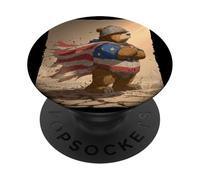 Brown Bear Military Costume for America Battlefield Lovers PopSockets Adhesive PopGrip