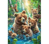 Brown Bear Mother And Cub 500 Piece Pack DIY Jigsaw Puzzle Animal Pets Collectors Cognitive Development Educational Decorative Puzzle Gifts for Adults High-grade Cardboard 500 PCS
