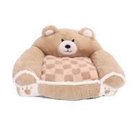 Brown Bear Pet Sofa Bed | Plush & Cotton Cat Couch/Dog Bed | Soft Armrest Design for Sleeping/Relaxing | All - Season Comfort for Small Pets (M)