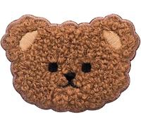 Brown Bear Plush Iron On Patch, Cute Cartoon Animal Badge for Clothes, Soft Sewing Arts Crafts Applique, Creative DIY Sewing Patch