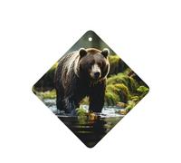 Brown Bear Pounce Pattern Car Air Fresheners 4 Pcs Square Hanging Aromatherapy Tablets Scented Fresheners For Bedroom Bathroom