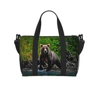 Brown Bear Printed Women's Tote Bag Portable Crossbody Bag Suitable for Gym Workouts Commuting and Travel
