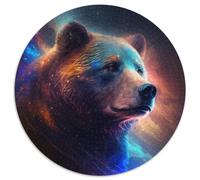Brown Bear Puzzles 1000 Pieces for Adults Round Jigsaw Puzzle 1000 Pieces Adult Game Gift Family Interactive Game Brain Challenge Gift 67.5x67.5cm