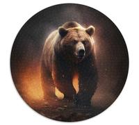 Brown Bear Puzzles 1000 Pieces for Adults Round Jigsaw Puzzle 1000 Pieces Adult Game Gift Family Interactive Game Brain Challenge Gift 67.5x67.5cm