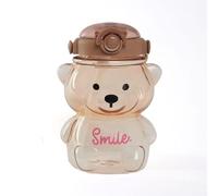 Brown Bear Shaped Water Bottle,1000 ml Cute Bear Portable Drinks Bottle, Leak Proof Water Bottles with Belt, Drinking Water Bottle with Straw for Girls Sports, Travel, School (Brown)