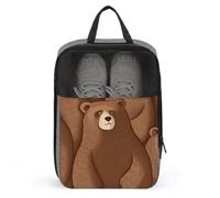 Brown Bear Shoe Bags Foldable Breathable Portable Shoe Puches Organizer Stylish Expandable Packing Travel Shoes Bags for Sneakers Gym Luggage Closet